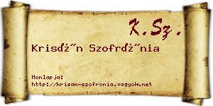 Krisán Szofrónia névjegykártya